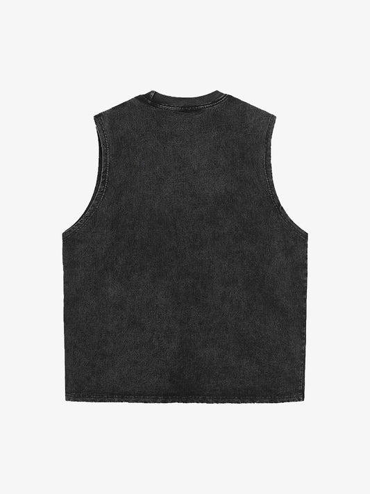 Original Printed Eagle Graphic Stylish Sleeveless Denim Vest 