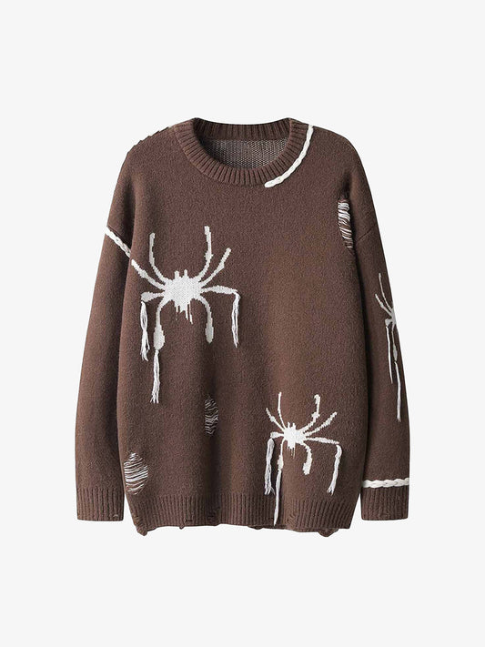 Thesupermade Spider Distressed Oversized Sweater 