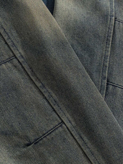 Thesupermade High Street Hip-hop Distressed Washed Denim Jacket - 2242 