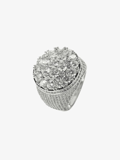 Floral Hotfix Rhinestone Copper Ring 