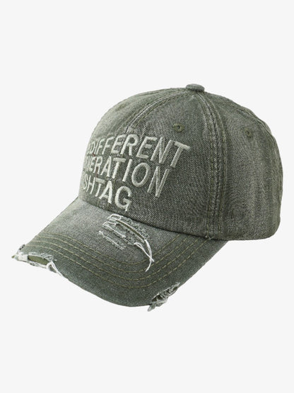 Washed "DIFFERENT GENERATION" Denim Baseball Cap 