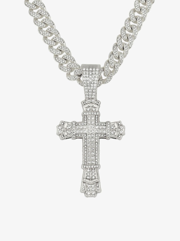 Silver-tone High Street Cross Necklace