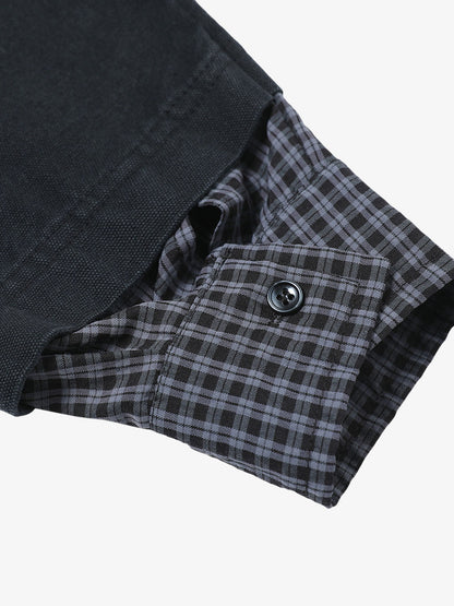 Wasteland Style Retro Washed Faux Two-Piece Shirt 