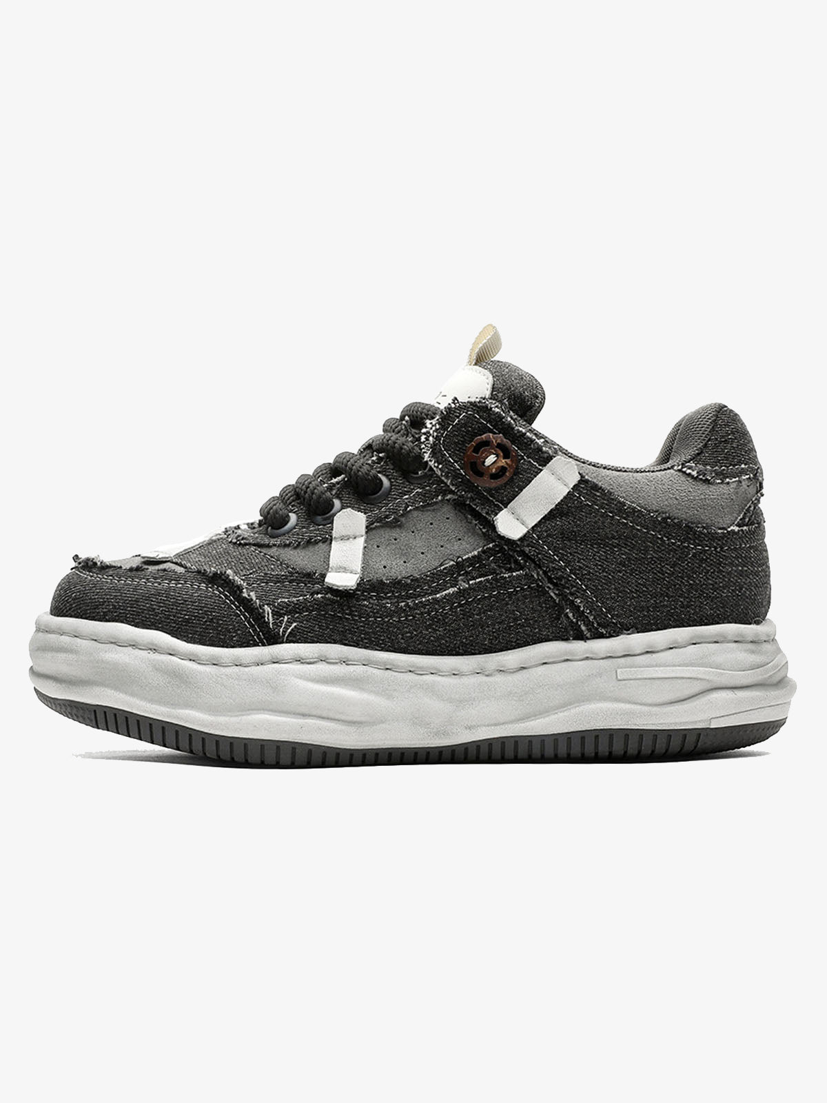 Distressed Deconstructed Split Whisker Platform Sneakers 