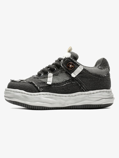 Distressed Deconstructed Split Whisker Platform Sneakers 
