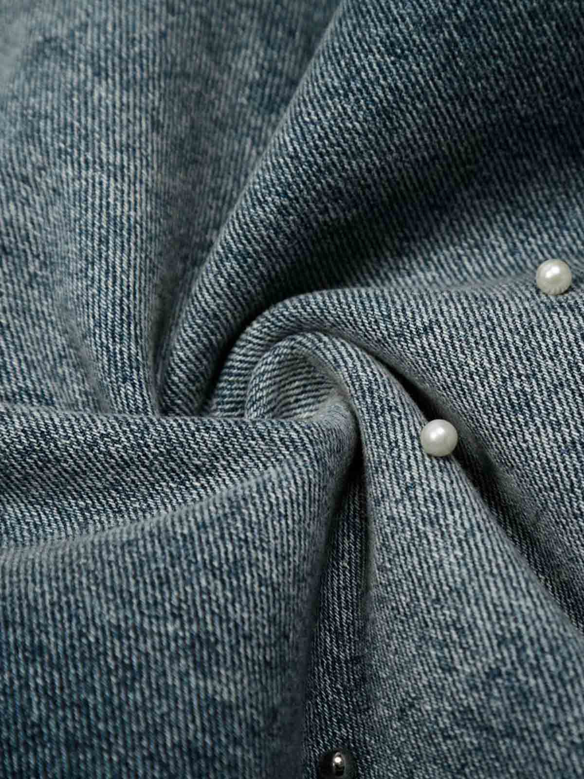 Washed Studded Denim Jorts 