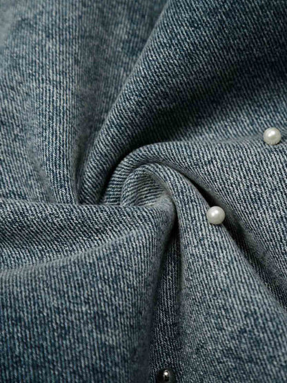 Washed Studded Denim Jorts 