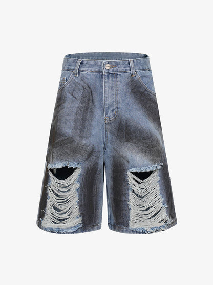 Thesupermade High Street Washed Distressed Denim Shorts 
