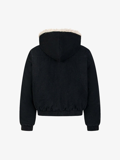 Patchwork Fur Hooded Quilted Jacket 