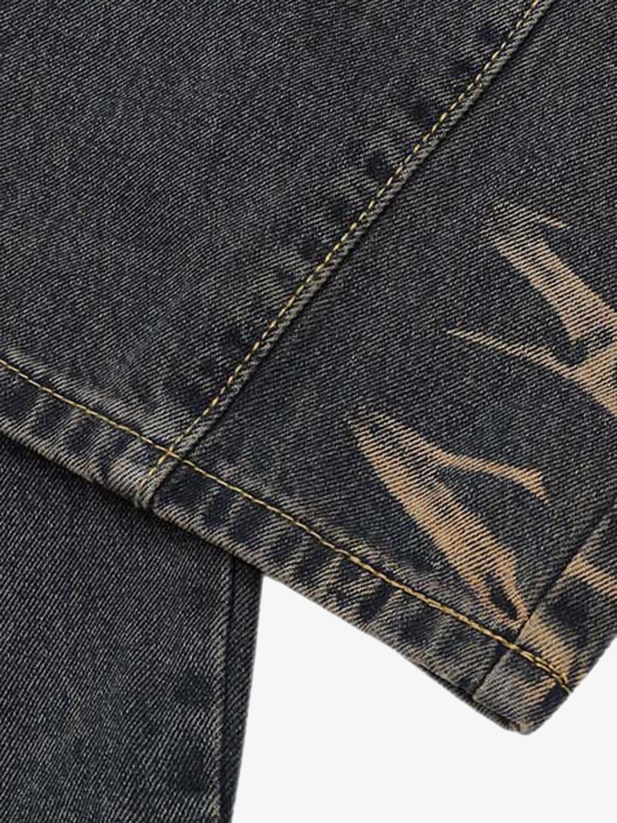 Vintage Washed Distressed Multi Pocket Cargo Jeans 