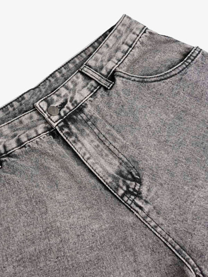 Thesupermade Washed Multi-pocket Cargo Jeans 