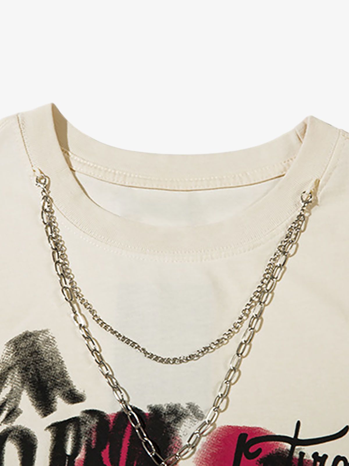Street Necklace Graffiti Spray-Painted Vest 