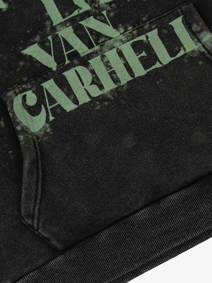 Smudge-Dyed Letter Print Hoodie 