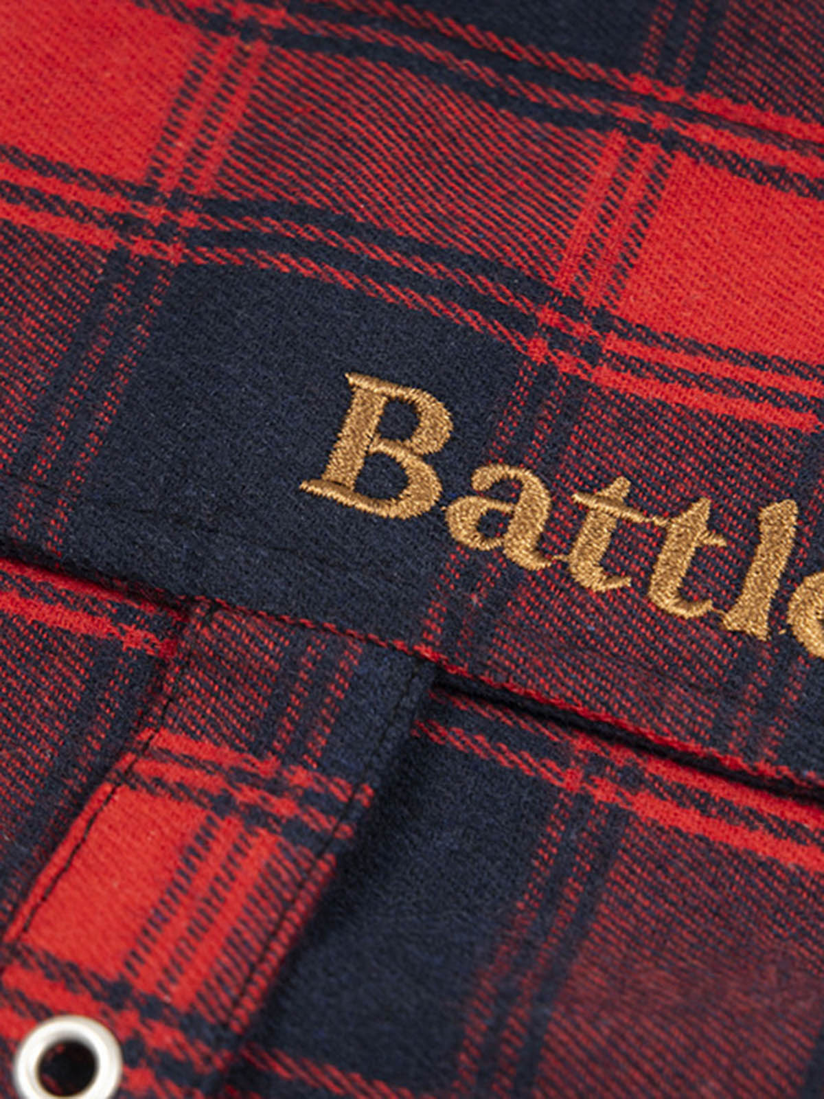 Washed Plaid Belt Barrel Jeans 