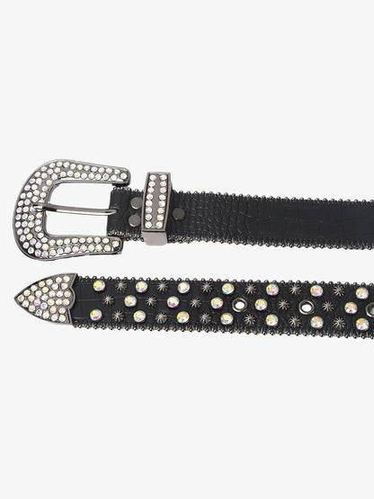 Punk Style Metal Hotfix Rhinestone Belt 