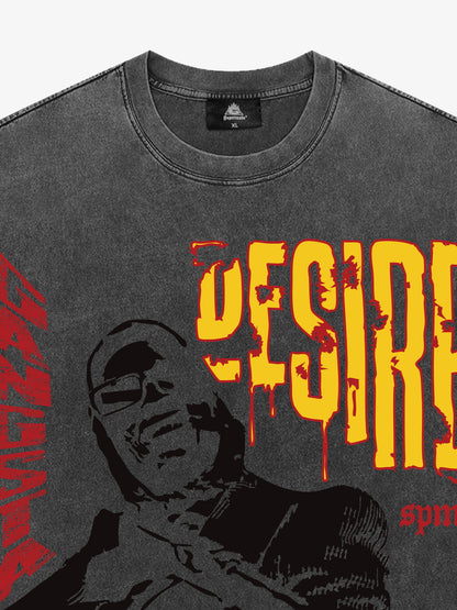 Retro Letter Protrait Graphic Print T-Shirt 