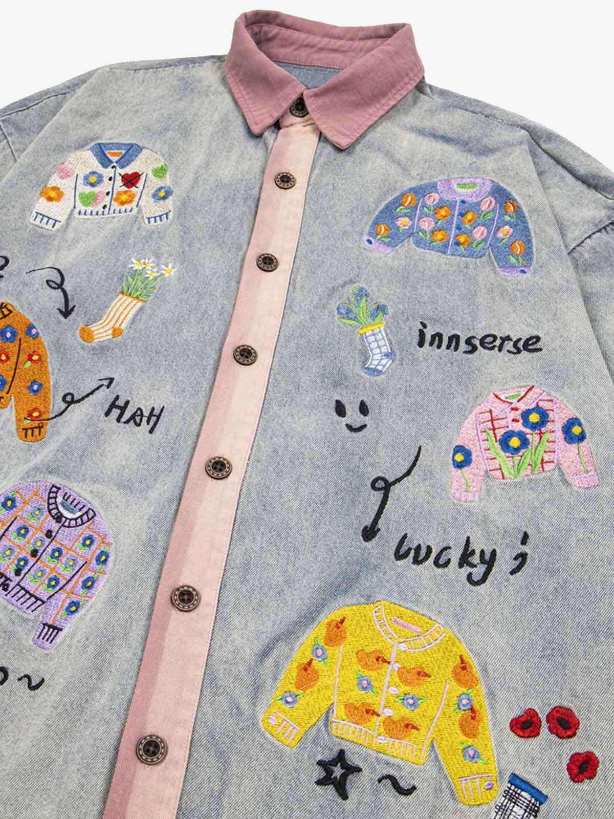 Embroidered Patch Denim Shirt 
