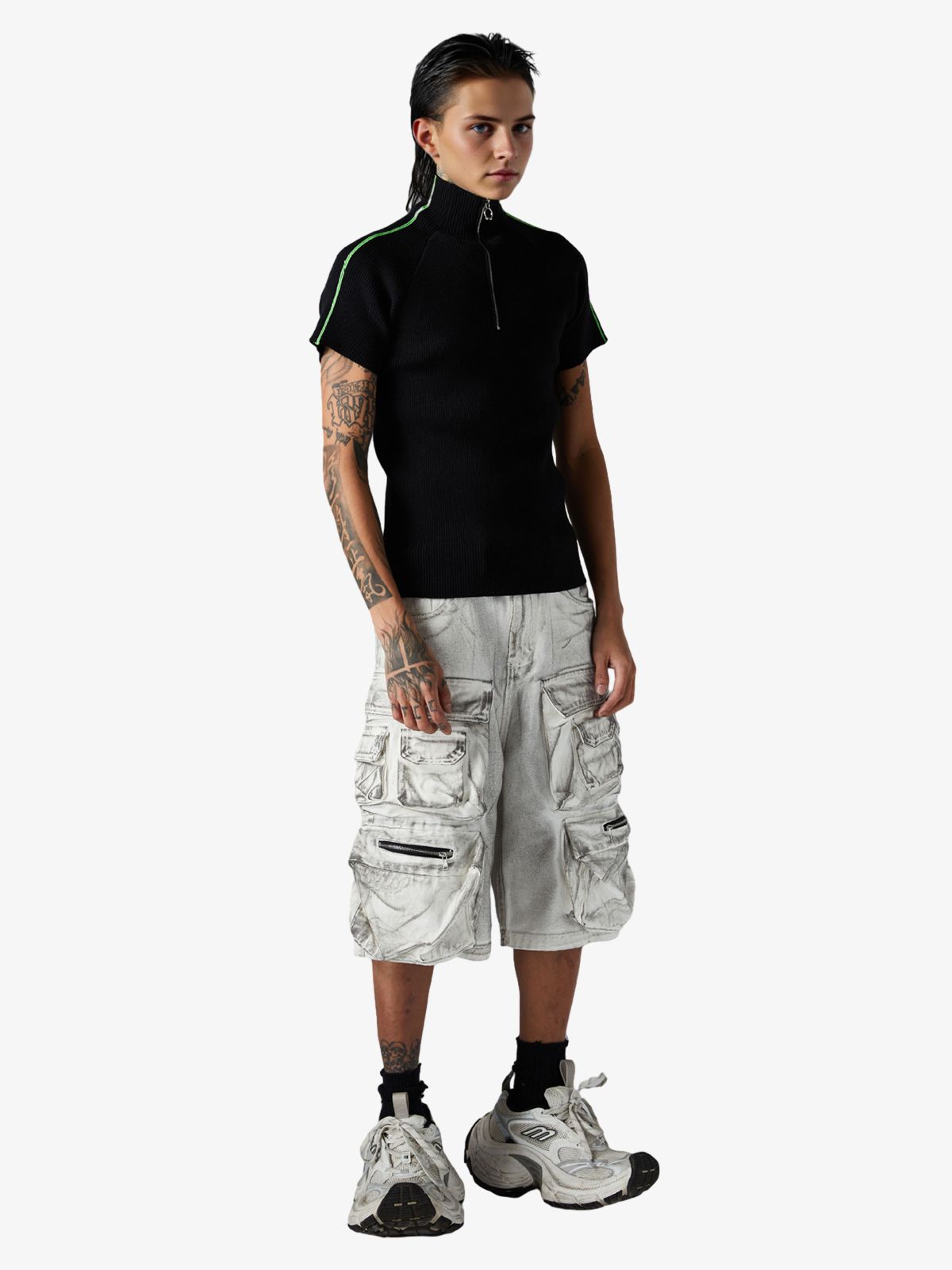 Retro Cleanfit Quarter Zip- Up T-Shirt 