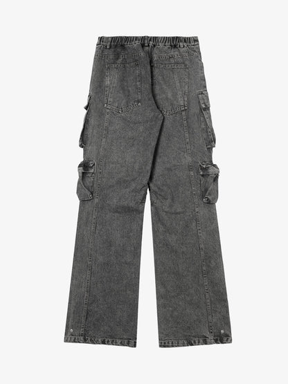 Thesupermade Street Stitching Multi-Pocket Workwear Washed Jeans - 2209 