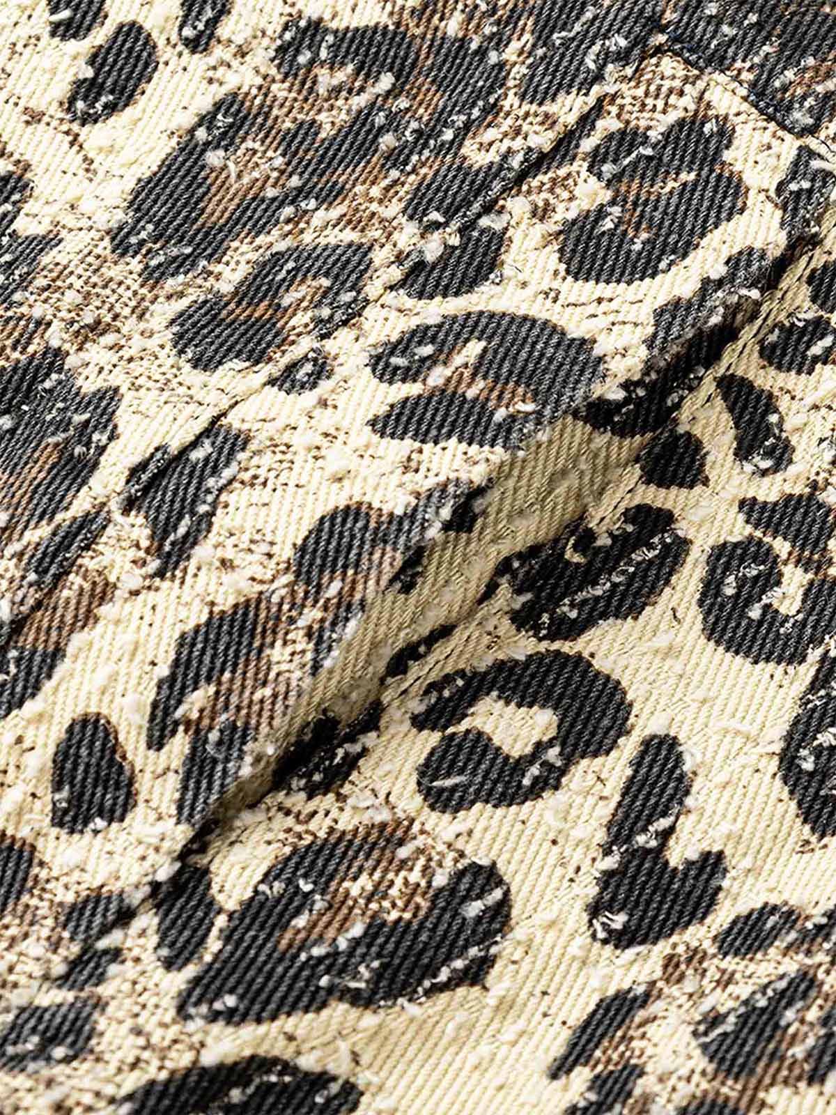 Thesupermade Retro Leopard Printed Denim Jacket 