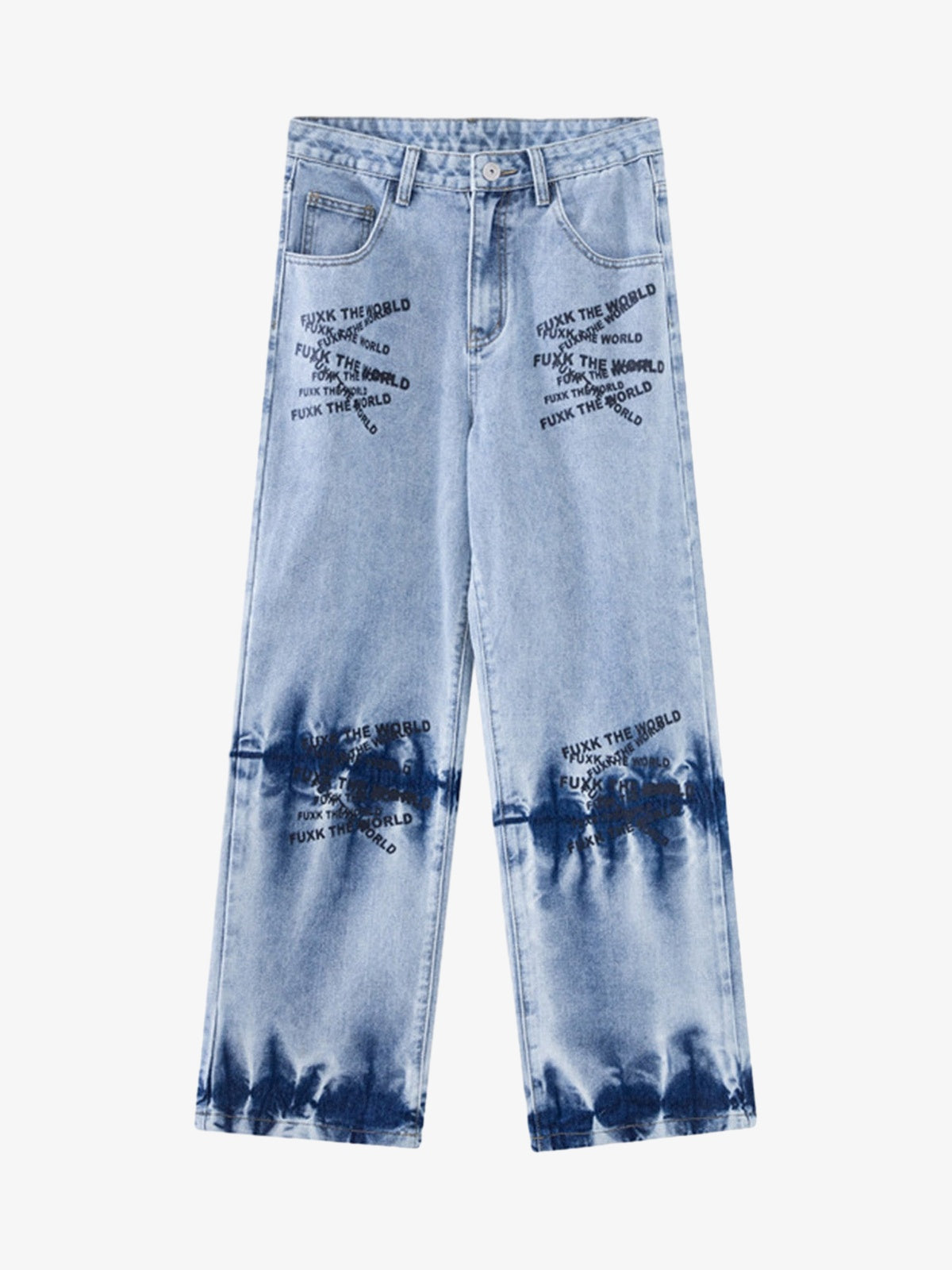 Niche Design Letter Embroidered Tie-dye Gradient Jeans 