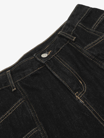 Contrast Stitched Patch Pocket Denim Jorts 