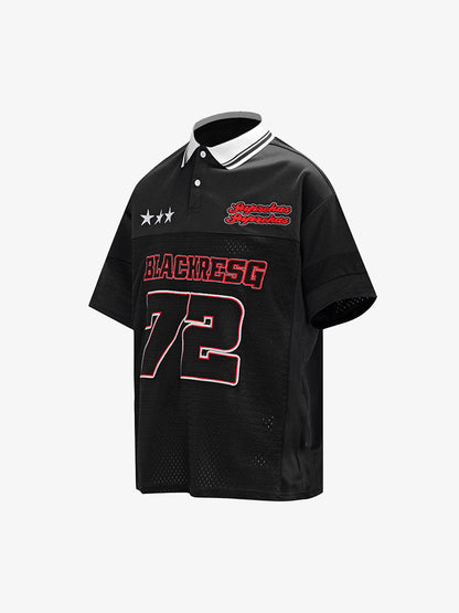 Retro Sports Jersey Polo Shirt 