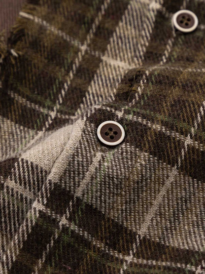 Retro Ripped Patchwork Long Sleeve Plaid Shirt 