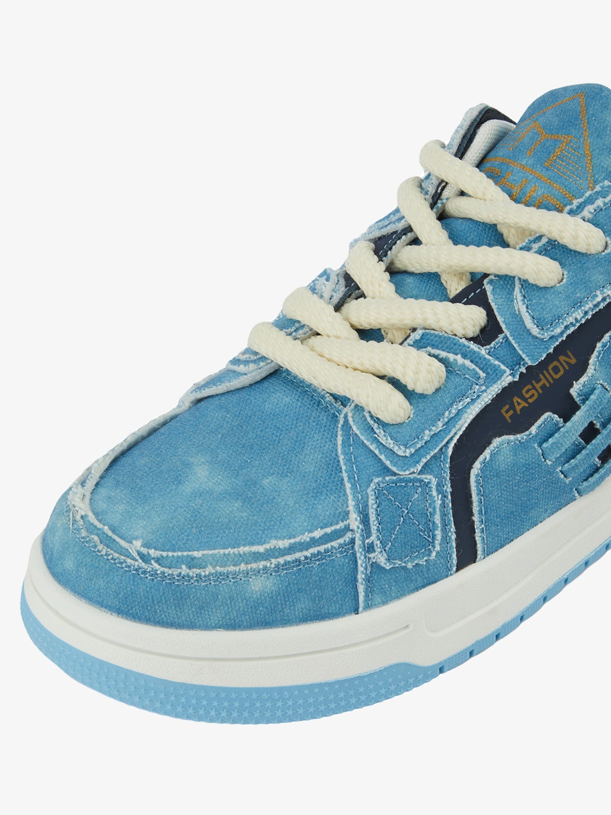 Shredded Denim Patchwork Sneakers 