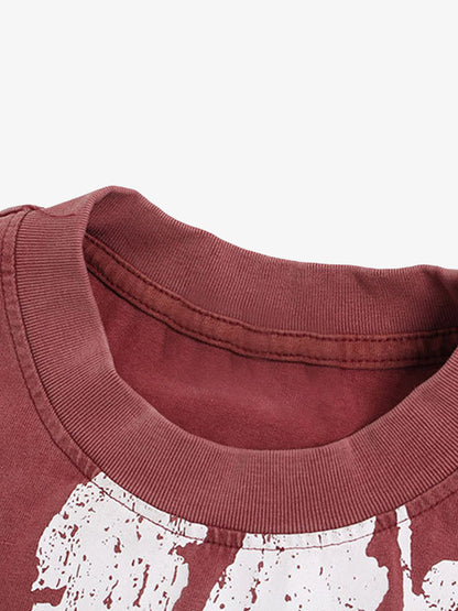 Rock Style Retro Letter Print T-shirt 