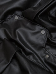 Deconstructed Multi Pocket Fur Hooded PU Leather Jacket - 2566 