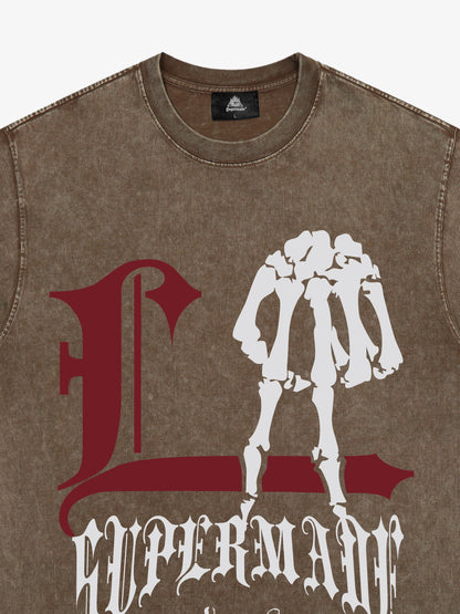 Original Gothic Skeleton Graphic Print T-Shirt 