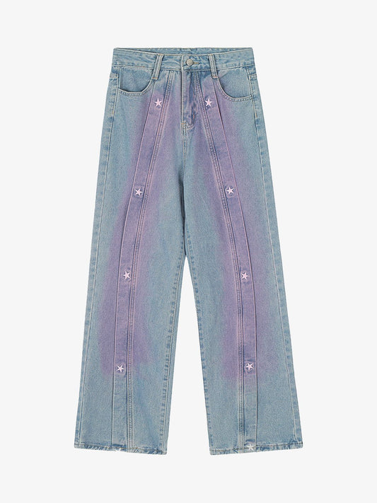 Thesupermade American Retro Spray-painted Star Embroidered Jeans 