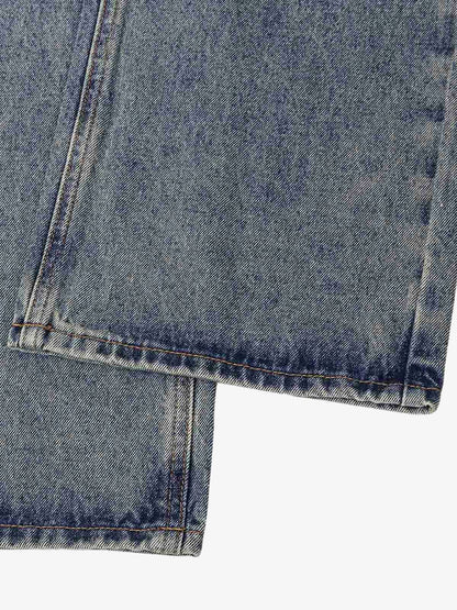 Thesupermade Distressed Washed Ink Splashed Straight Jeans 