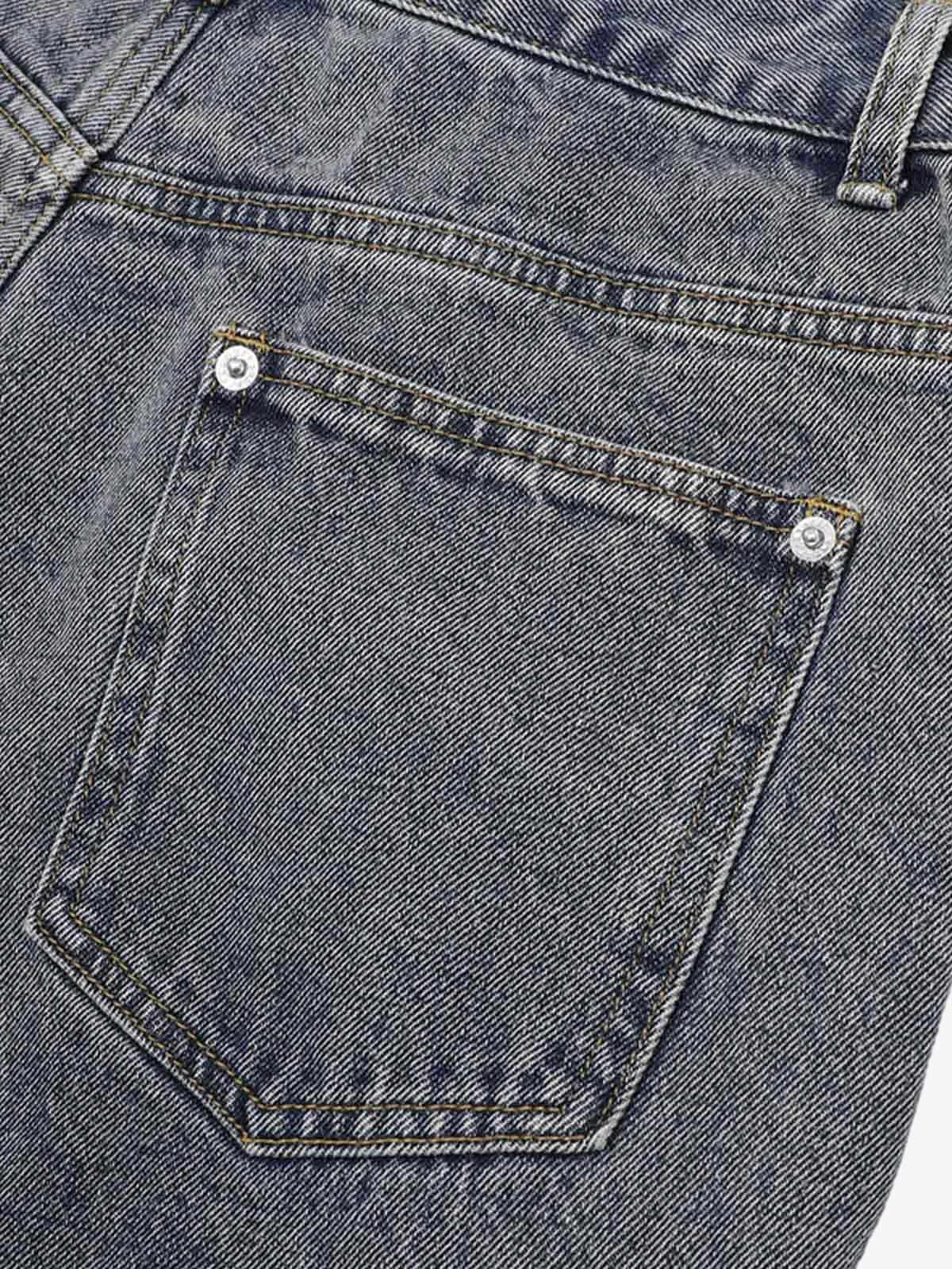 Deconstructed Patchwork Short-Sleeve Cropped Denim Set 
