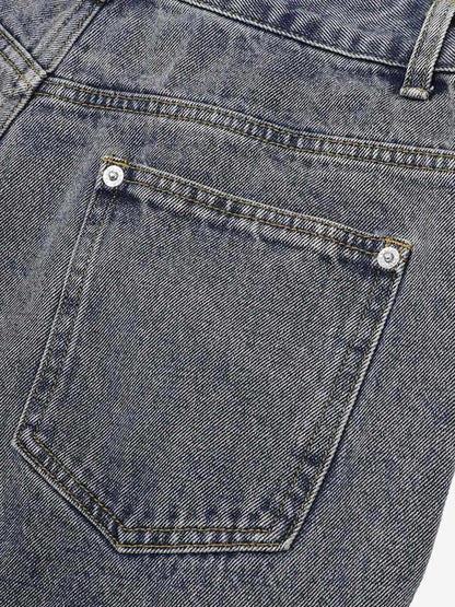 Deconstructed Patchwork Short-Sleeve Cropped Denim Set 