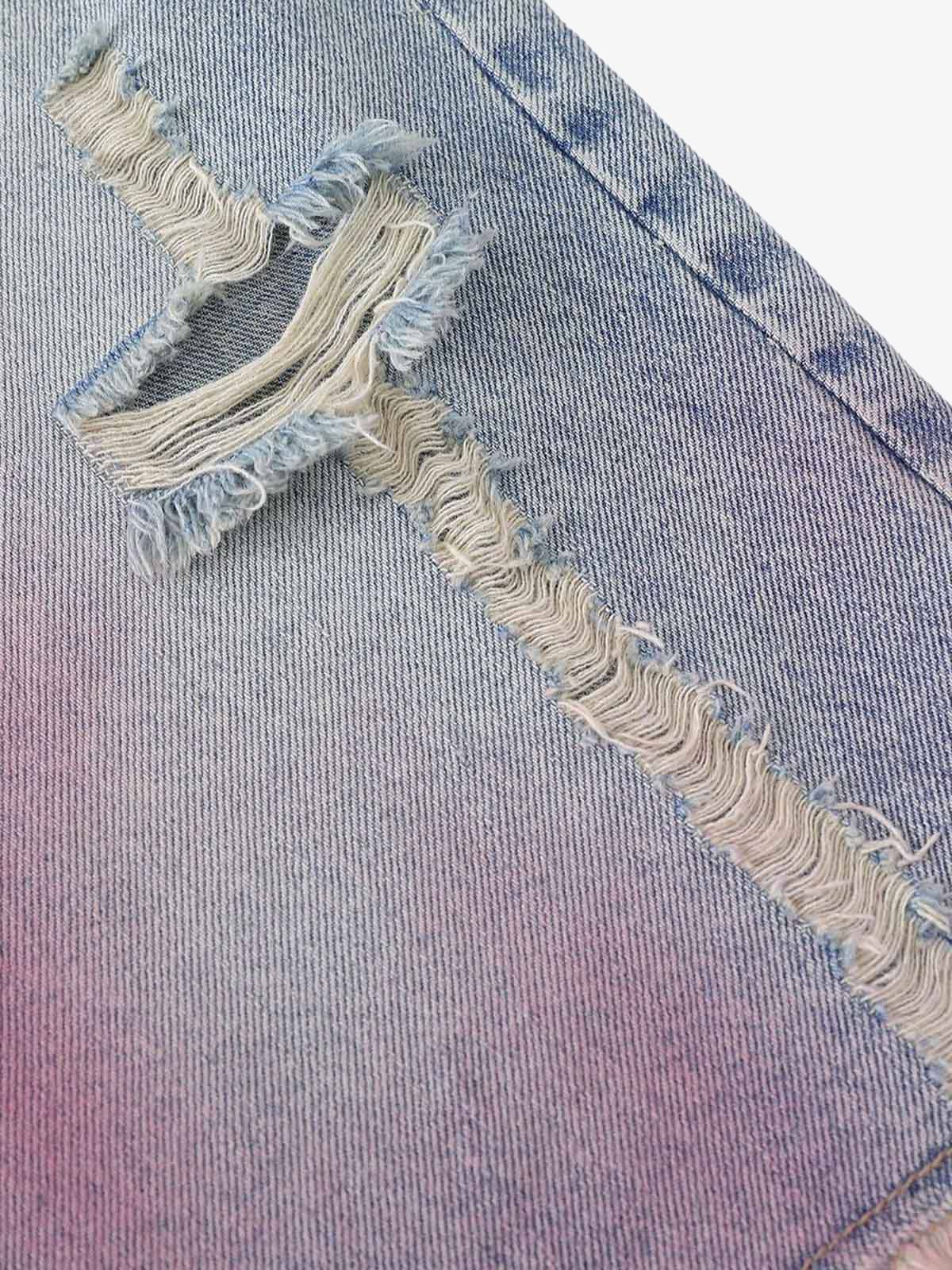 Distressed Tie-Dye Denim Jorts 