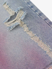 Distressed Tie-Dye Denim Jorts 