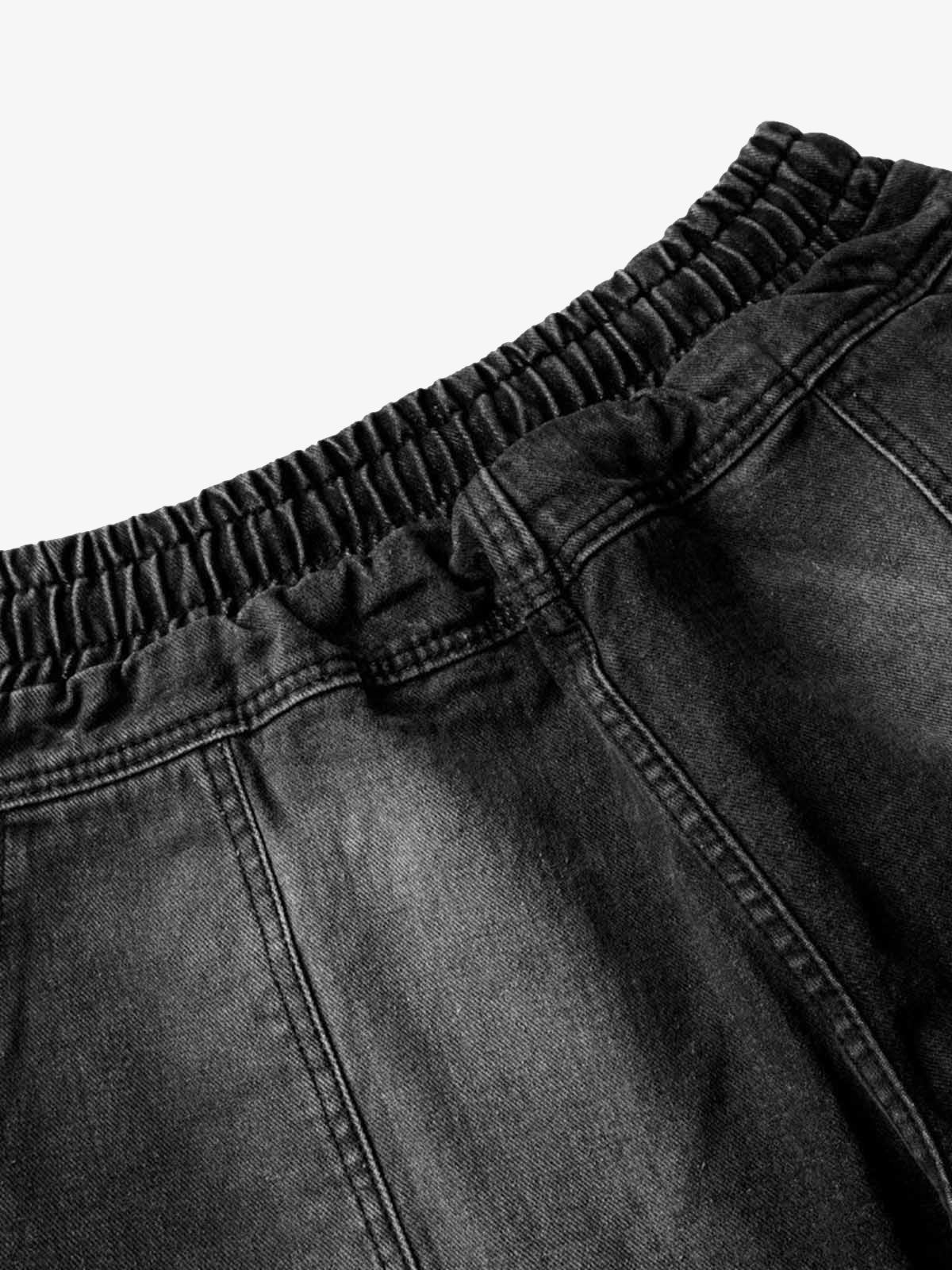Washed Distressed Deconstructed Split Drawstring Jeans 