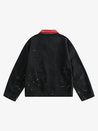 Thesupermade Retro Patchwork Letter Denim Jacket - 2117 