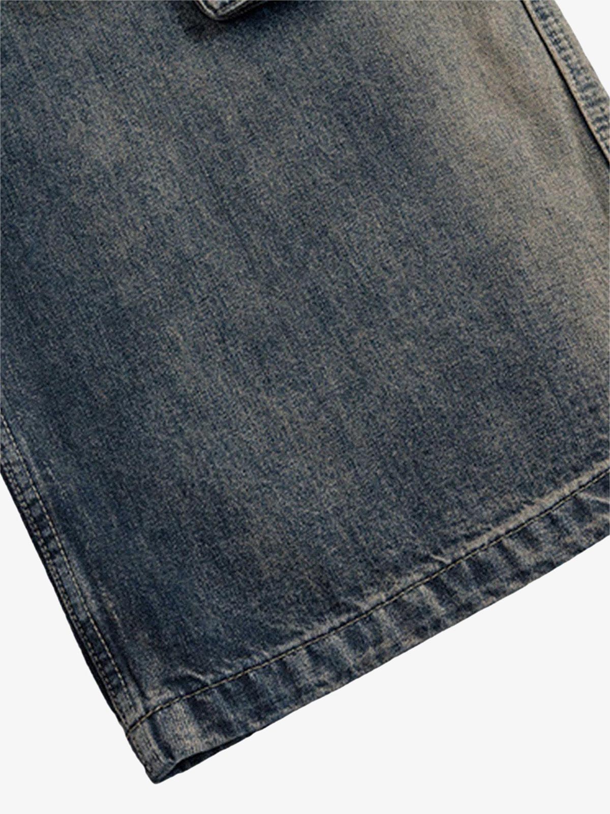 Thesupermade Wide Leg Multi-Pocket Straight Leg Loose Jeans - 1666 