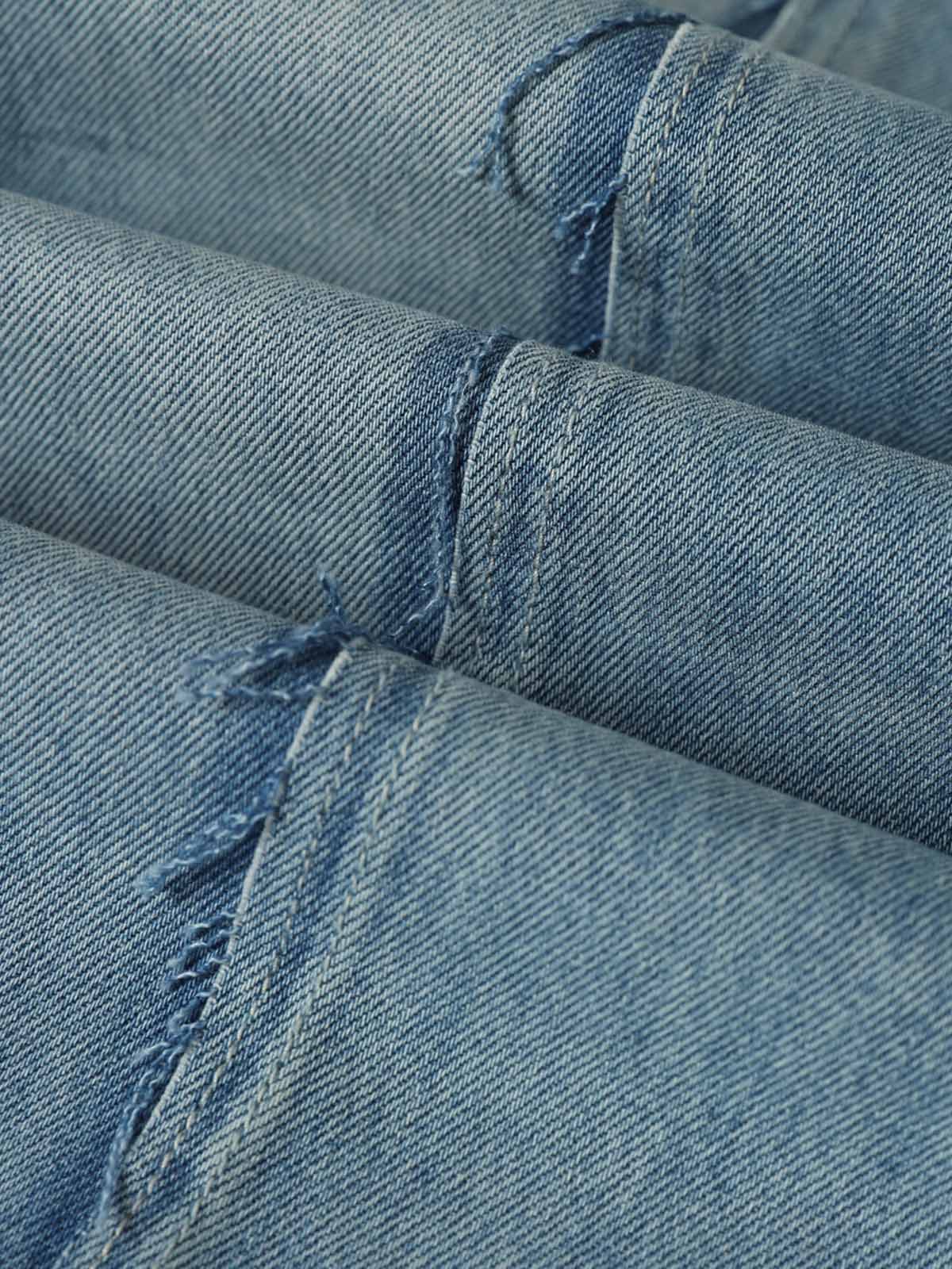 Washed Deconstructed Irregular Patchwork Straight Jeans 
