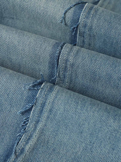 Washed Deconstructed Irregular Patchwork Straight Jeans 