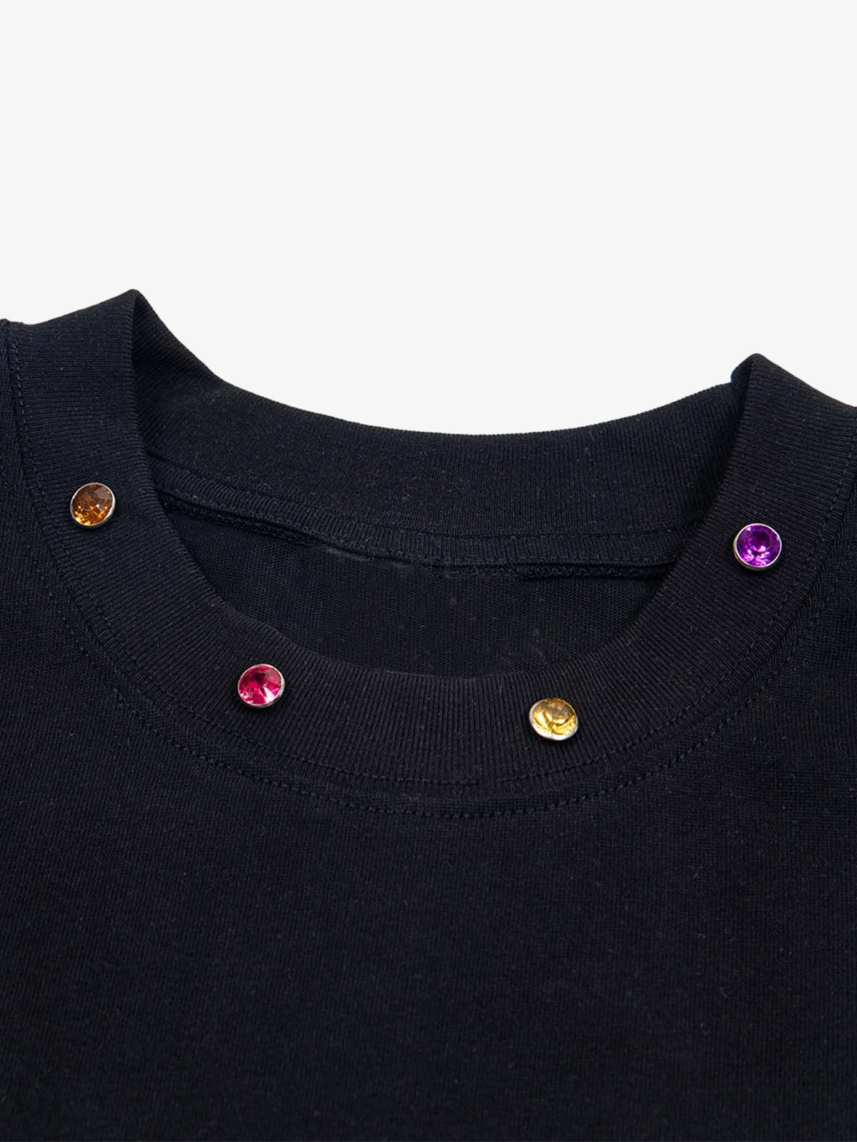 Street Retro MOOD Patch Embroidered Rivet T-shirt - 2440 