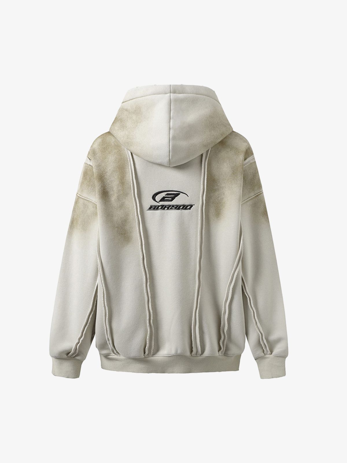Thesupermade Distressed Patchwork Velvet Cardigan Hooded Sweatshirt 