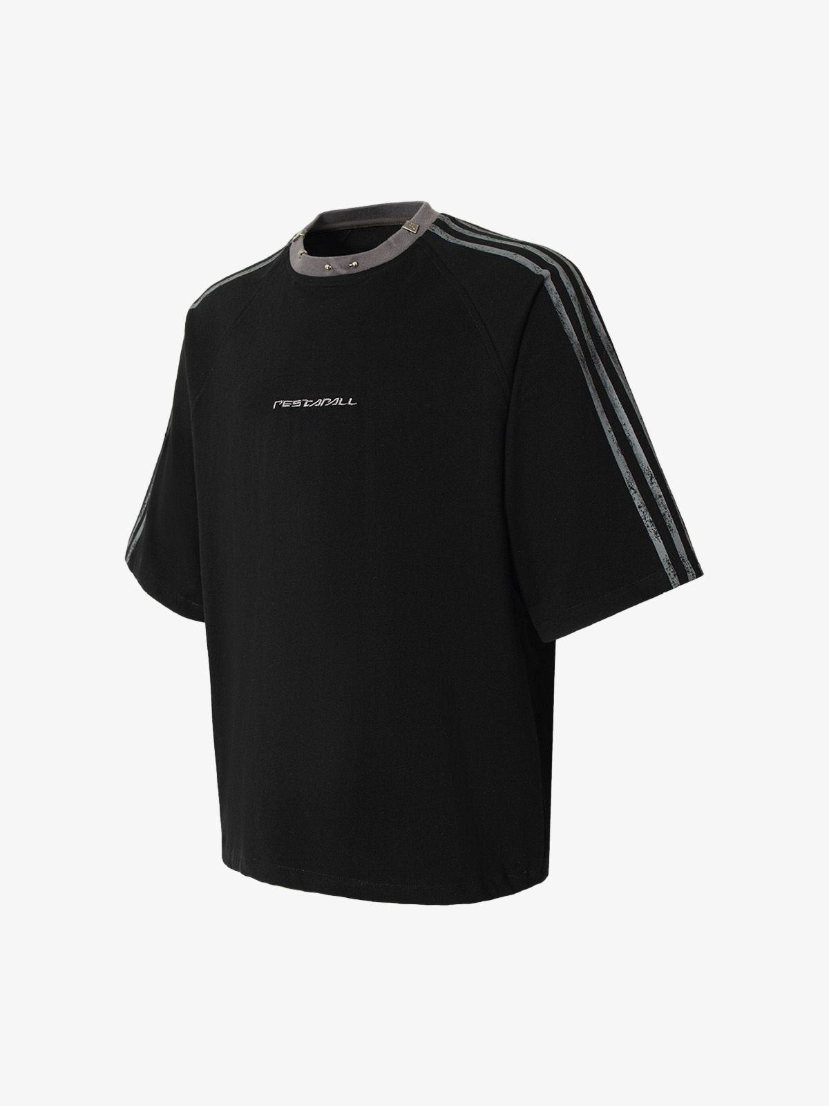 Heavy Washed Street Metal Collar T-shirt 