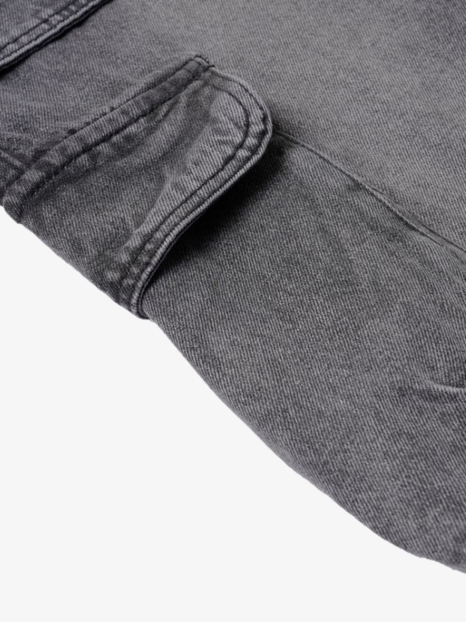 Washed Distressed Multi-Pocket Cargo Jeans 