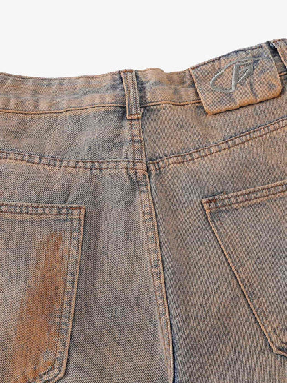 Thesupermade Retro Ripped Washed Patina Street Hip-Hop Jeans 