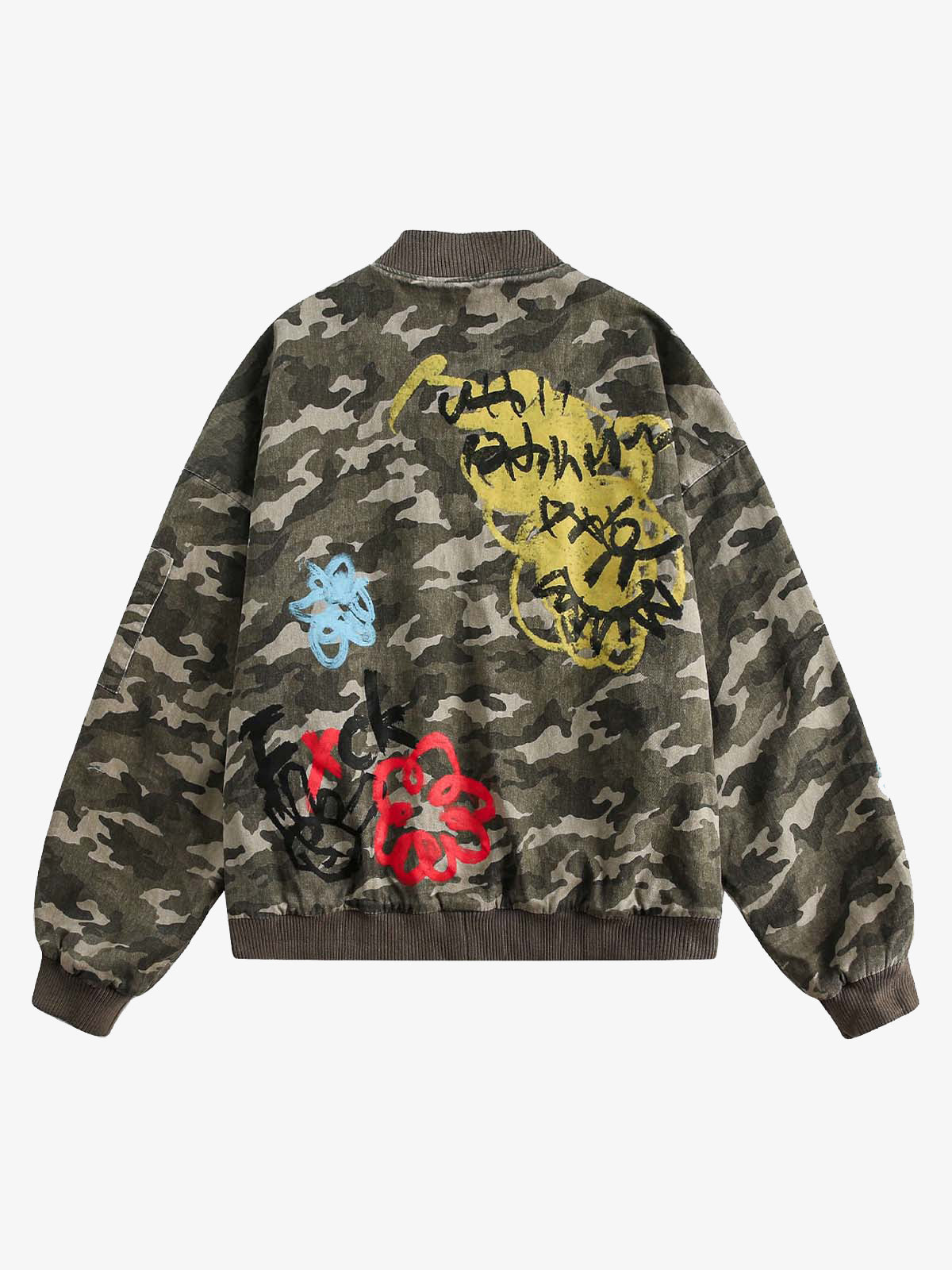 Graffiti Camouflage Baseball Bomber Jacket 