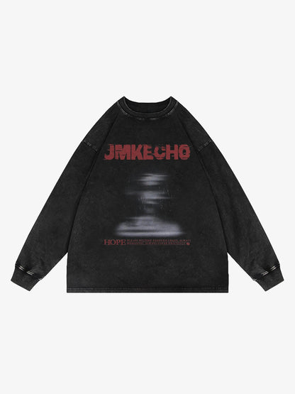 Thesupermade Blurred Silhouette Print Long Sleeve T-shirt 